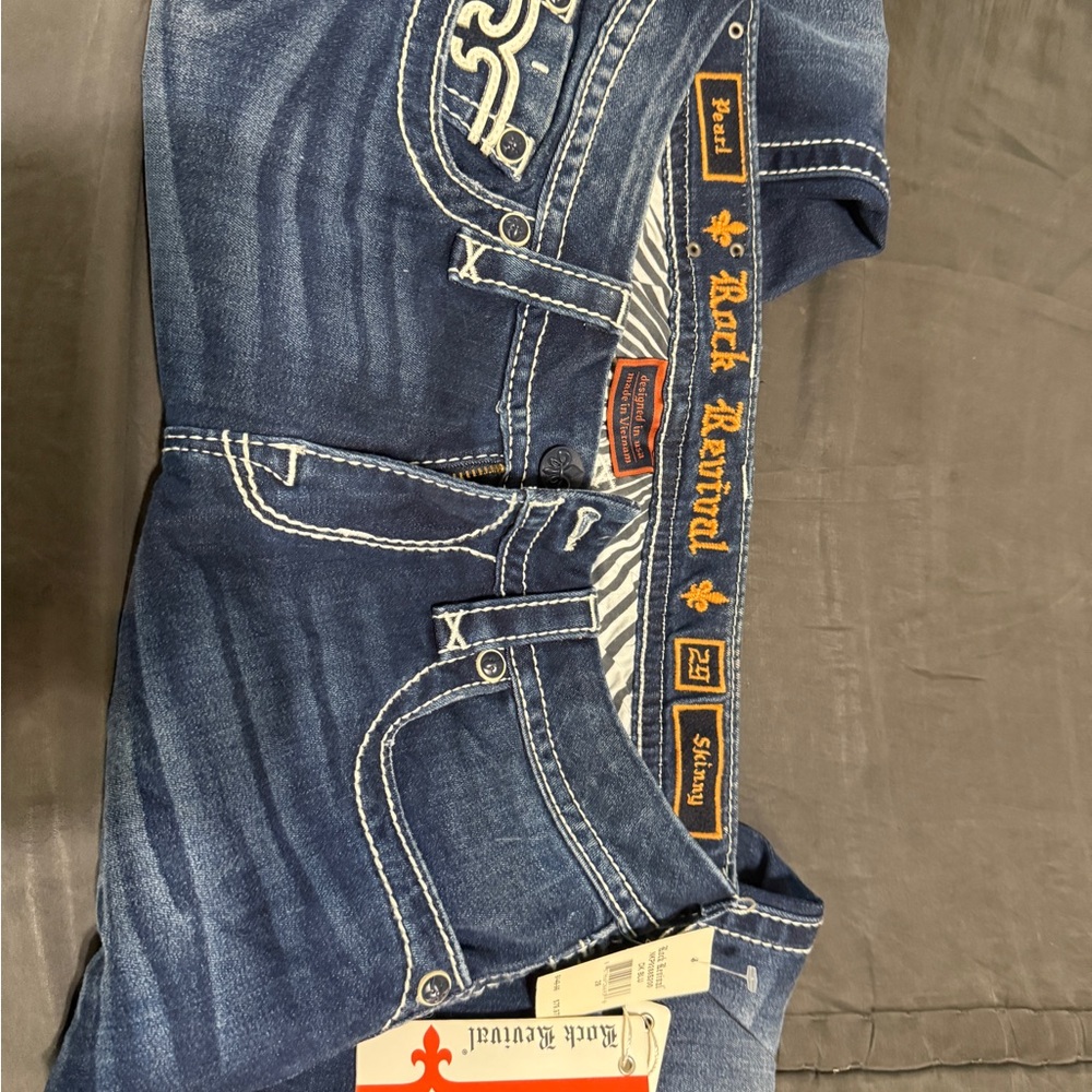 NWT Rock Revival Pearl Dark Blue Skinny Jeans. Size 29 - Picture 5 of 5
